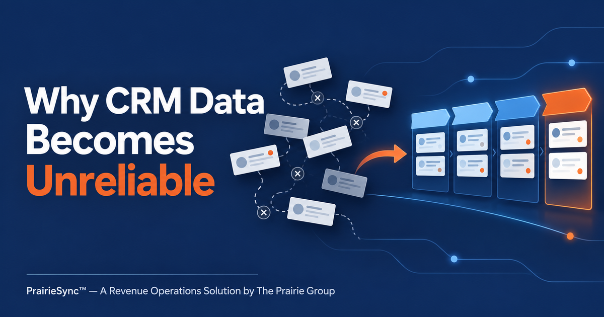 CRM data quality illustration showing disconnected information becoming a clear, organized sales pipeline